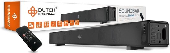 DUTCH ORIGINALS Bluetooth 4.2 Soundbar voor TV, Home Cinema, Mobiele telefoon, 4 Luidsprekerboxen 2.0 geluid, Geluidssysteem Zwart met afstandsbediening, AUX en LINE