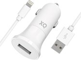 Xqisit Sigarettenplug Autolader 2.4A 1 USB-A poort - Lightningkabel Wit