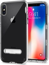 Telefoonhoesje met Standaard - Hoesje voor Apple iPhone Xr Transparant - Zilver