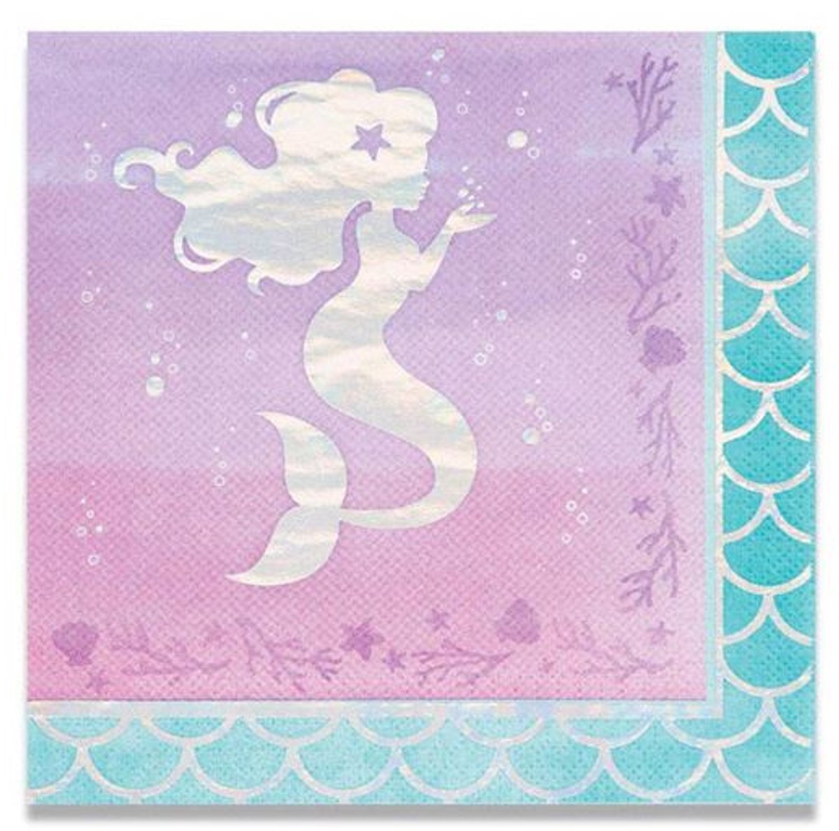 Witbaard Servetten Mermaid Shine 33 X 33 Cm Papier Roze