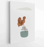 Botanical Monstera wall art vector set. Earth tone boho foliage line art drawing with abstract shape. 3 - Moderne schilderijen – Vertical – 1833235981 - 80*60 Vertical