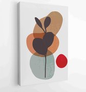 Botanical wall art vector set. Earth tone boho foliage line art drawing with abstract shape. 3 - Moderne schilderijen – Vertical – 1825140164 - 50*40 Vertical