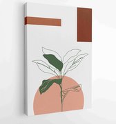 Botanical wall art vector set. Foliage line art drawing with abstract shape. 3 - Moderne schilderijen – Vertical – 1810924414 - 50*40 Vertical