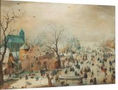 Winterlandschap met schaatsers, Hendrick Avercamp - Foto op Canvas - 60 x 40 cm