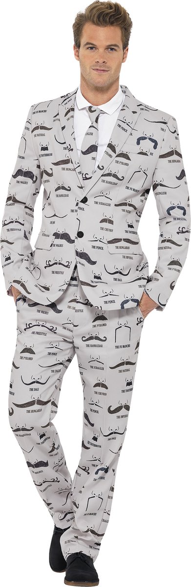 Stand-Out Suit Moustache / Snorren Kostuum  met stropdas| Maat L /XL (52-54)