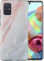 Samsung Galaxy A52 Marmer Case | Back Cover | TPU Telefoonhoesje | Roze / Grijs