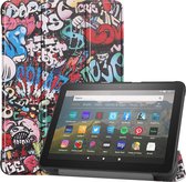 Mobigear Tri-Fold Bookcase Geschikt voor Fire HD 8 (2020) / HD 8 Plus (2020) 10th gen. - Graffiti