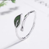 Zilveren ring Elvish leaf