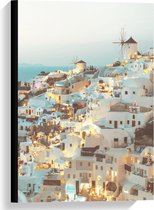 Canvas  - Huisje in Santorini - 40x60cm Foto op Canvas Schilderij (Wanddecoratie op Canvas)
