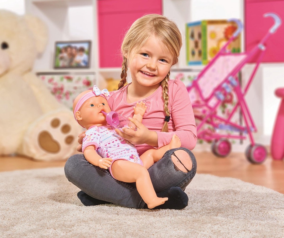 Simba - New Born Baby - Babypop - 43 cm - slapende ogen - roze - drink en plasfunctie - babypop — afbeelding 11