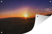 Muurdecoratie Zonsondergang over bergen - 180x120 cm - Tuinposter - Tuindoek - Buitenposter