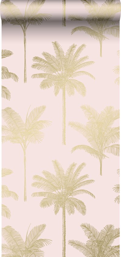 ESTAhome behang palmbomen zacht roze en goud - 139164 - 0.53 x 10.05 m