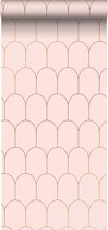 ESTAhome behang art deco motief zacht roze en goud - 139201 - 0.53 x 10.05 m