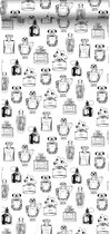 ESTAhome behang parfum flesjes zwart en wit - 138855 - 0.53 x 10.05 m