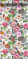 ESTAhome vlies wallpaper XXL funky flowers roze, rood, groen, zwart en wit - 158501 - 46,5 cm x 8,37 m