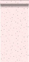 ESTAhome behang kleine stippen roze en warm grijs - 139051 - 0.53 x 10.05 m
