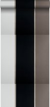 Origin behang strepen bruin, zwart en wit - 307119 - 52 cm x 10,05 m
