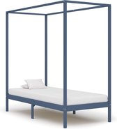 Medina Hemelbedframe massief grenenhout grijs 90x200 cm