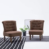 Medina Franse stoelen 2 st stof bruin