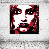 Pop Art Nina Hagen Acrylglas - 100 x 100 cm op Acrylaat glas + Inox Spacers / RVS afstandhouders - Popart Wanddecoratie