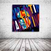 Pop Art Quentin Tarantino Canvas - 90 x 90 cm - Canvasprint - Op dennenhouten kader - Geprint Schilderij - Popart Wanddecoratie