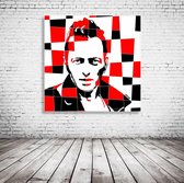 Pop Art Joe Strummer Canvas - 100 x 100 cm - Canvasprint - Op dennenhouten kader - Geprint Schilderij - Popart Wanddecoratie