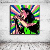 Pop Art Eddie Vedder Canvas - 80 x 80 cm - Canvasprint - Op dennenhouten kader - Geprint Schilderij - Popart Wanddecoratie