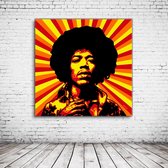 Jimi Hendrix Pop Art Canvas - 100 x 100 cm - Canvasprint - Op dennenhouten kader - Geprint Schilderij - Popart Wanddecoratie