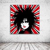 Pop Art Siouxsie Acrylglas - 80 x 80 cm op Acrylaat glas + Inox Spacers / RVS afstandhouders - Popart Wanddecoratie