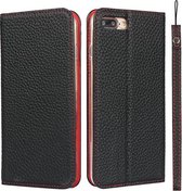 Litchi-textuur Horizontale flip-toplaag koeienhuid lederen tas met houder en kaartsleuven & portemonnee & riem & draadwinder voor iPhone 7 Plus / 8 Plus (zwart)