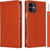 Litchi Textuur Horizontale Flip Top Layer Koeienhuid Lederen Case met Houder & Kaartsleuven & Portemonnee & Riem & Draad Winder Voor iPhone 12 mini (Oranje)