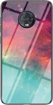 Voor Motorola Moto G6 Plus Sterrenhemel Geschilderd Gehard Glas TPU Schokbestendig Beschermhoes (Kleurrijke Sterrenhemel)