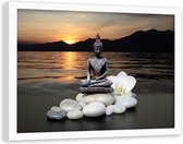 Foto in frame , Boeddha en zenstenen , 120x80cm , Multikleur , Premium print