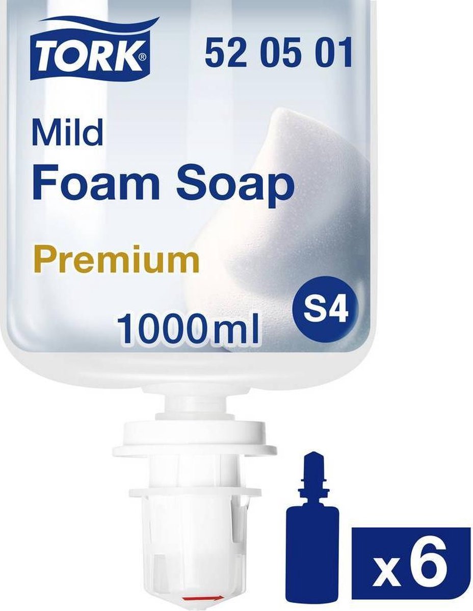 Goedkoopste Tork 6st schuim soap mild 6x1ltr (520501