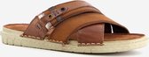 Van Beers leren heren slippers - Bruin - Maat 40 - Echt leer