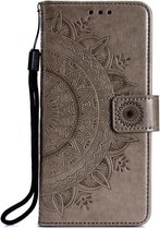 Shop4 - Samsung Galaxy S21 Hoesje - Wallet Case Mandala Patroon Grijs