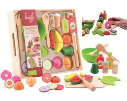 Jouéco Salade Set - Houten speelgoed eten en drinken - 29-delig
