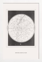 JUNIQE - Poster in houten lijst Northern Constellations -20x30 /Grijs