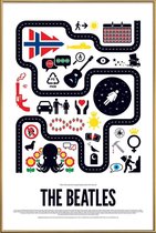 JUNIQE - Poster met kunststof lijst The Beatles -20x30 /Blauw & Rood