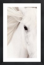 JUNIQE - Poster met houten lijst White Horse -13x18 /Grijs & Wit