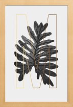 JUNIQE - Poster met houten lijst Plants M -13x18 /Grijs & Ivoor