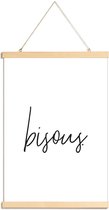 JUNIQE - Posterhanger Bisous -30x45 /Wit & Zwart