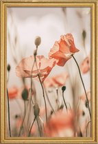 JUNIQE - Poster met houten lijst Sunkissed Flowers 1 -20x30 /Grijs &