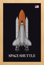 JUNIQE - Poster in houten lijst NASA space shuttle raket -20x30 /Grijs