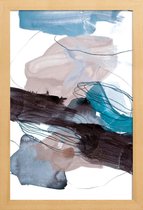JUNIQE - Poster met houten lijst Blauw en Grijs - abstract -13x18