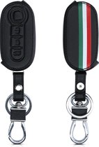 kwmobile autosleutelhoes geschikt voor Fiat Lancia 3-knops inklapbare autosleutel - Hoesje van imitatieleer in groen / rood / zwart - Italiaanse Strepen design