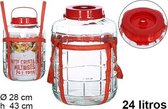 Glazen boot met rood handvat 24 liter