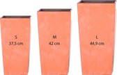 Pack 3 High Pots Prospeplast 11,4x16,3x19 l Urbi Square Effect Plastic in Terracotta Kleur met aanbetaling