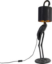 QAZQA animal-fl - Landelijke Vloerlamp | Staande Lamp met kap - 1 lichts - H 965 mm - Zwart -  Woonkamer | Slaapkamer | Keuken