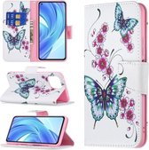 Voor Xiaomi Mi 11 Lite Gekleurd Tekenpatroon Horizontale Flip Lederen Case met Houder & Kaartsleuven & Portemonnee (Peach Blossom Butterfly)